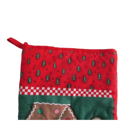 Vintage Quilted Christmas Stocking Gingerbread House Boy GUC - Picture 7 of 11